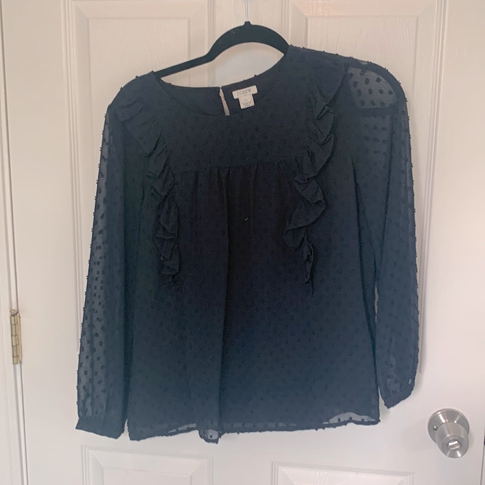 Jcrew blouse, size small, navy blue. Adorable detail and cute top